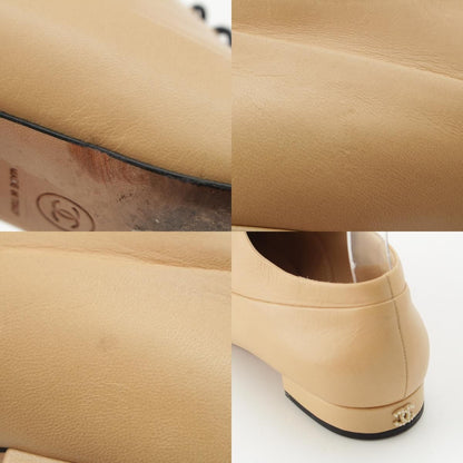 Chanel Leather Pearl CC Logo Loafers Beige Black — view 9