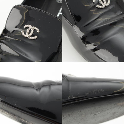 Chanel Pearl Patent Leather CC Logo Loafers Black — view 9