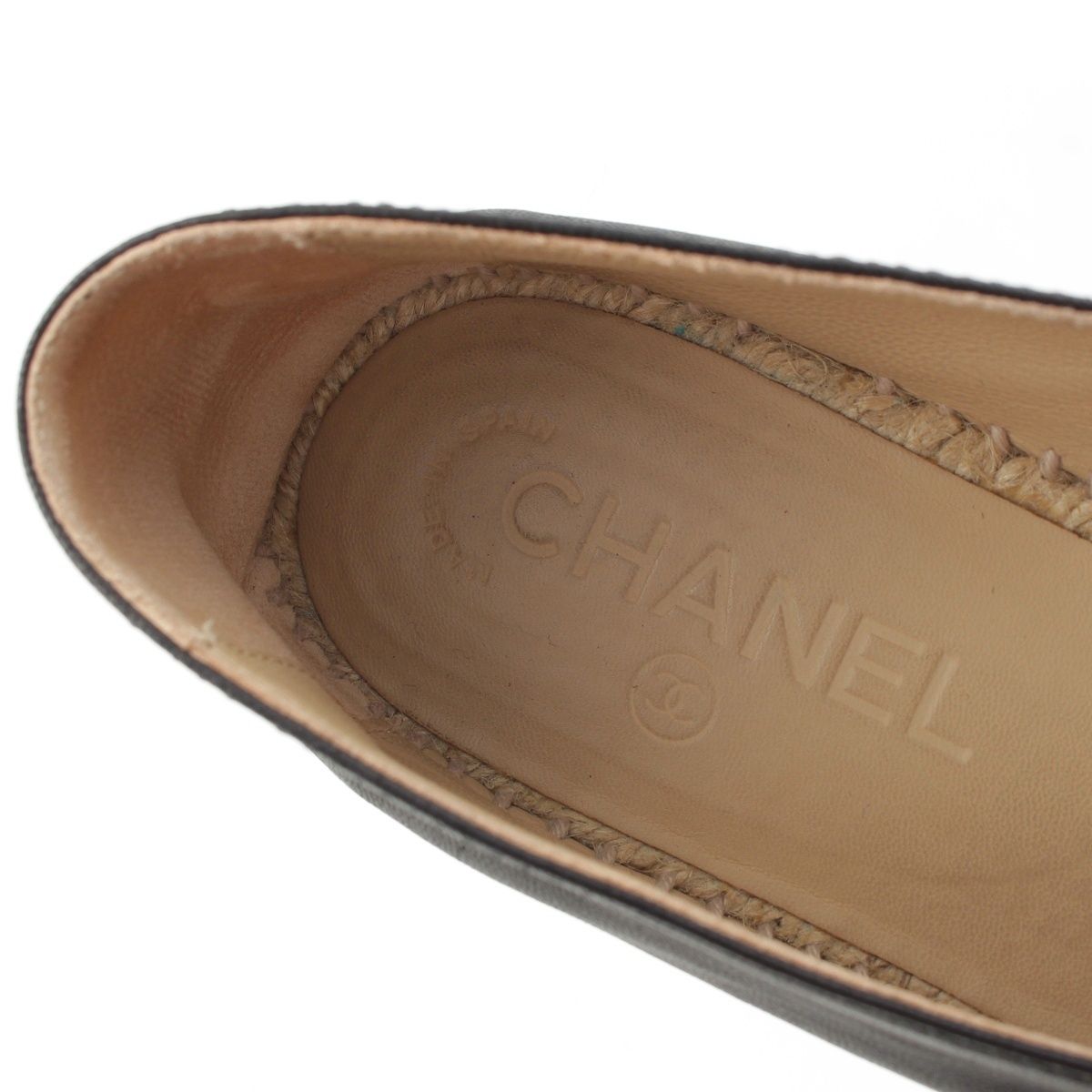 Chanel Leather CC Logo Espadrille Slip on Black — view 7