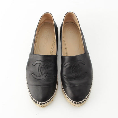 Chanel Leather CC Logo Espadrille Slip on Black — view 2