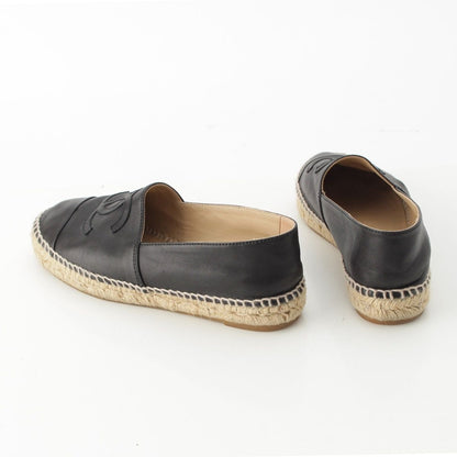 Chanel Leather CC Logo Espadrille Slip on Black — view 4