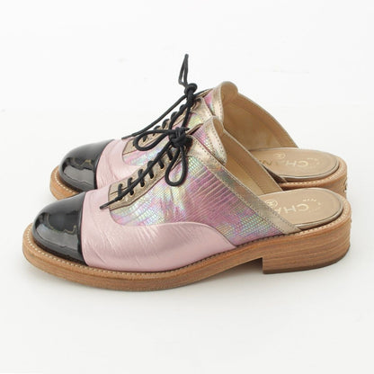 Chanel Leather CC Logo Oxford Mules Pink Black — view 3