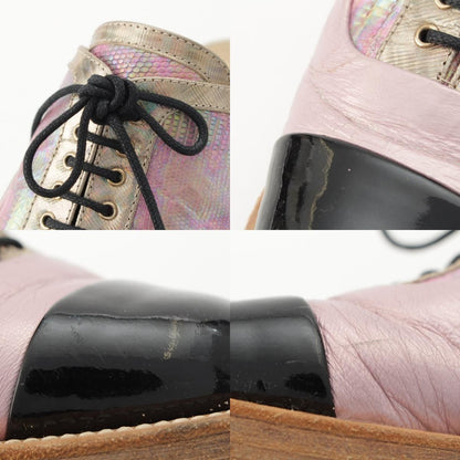 Chanel Leather CC Logo Oxford Mules Pink Black — view 9