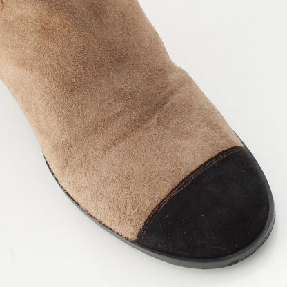 Chanel Suede CC Logo Quilted Long Boots Brown — view 6