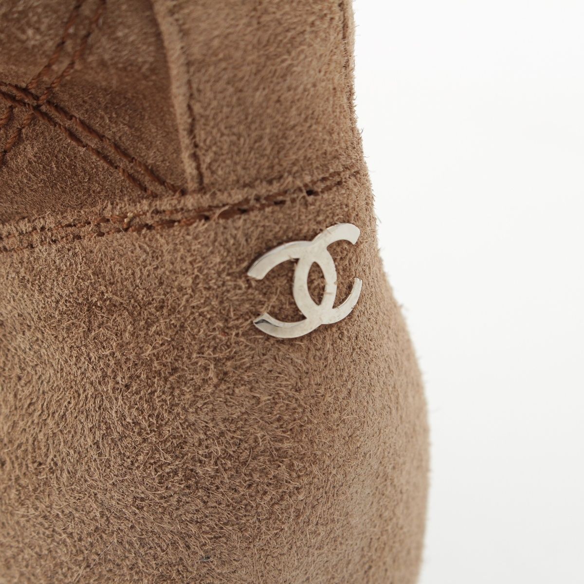 Chanel Suede CC Logo Quilted Long Boots Brown — view 7