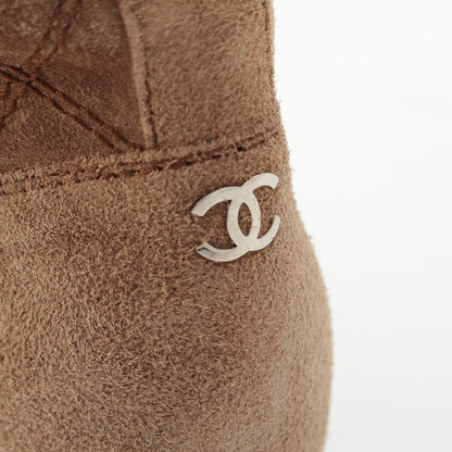 Chanel Suede CC Logo Quilted Long Boots Brown — view 7