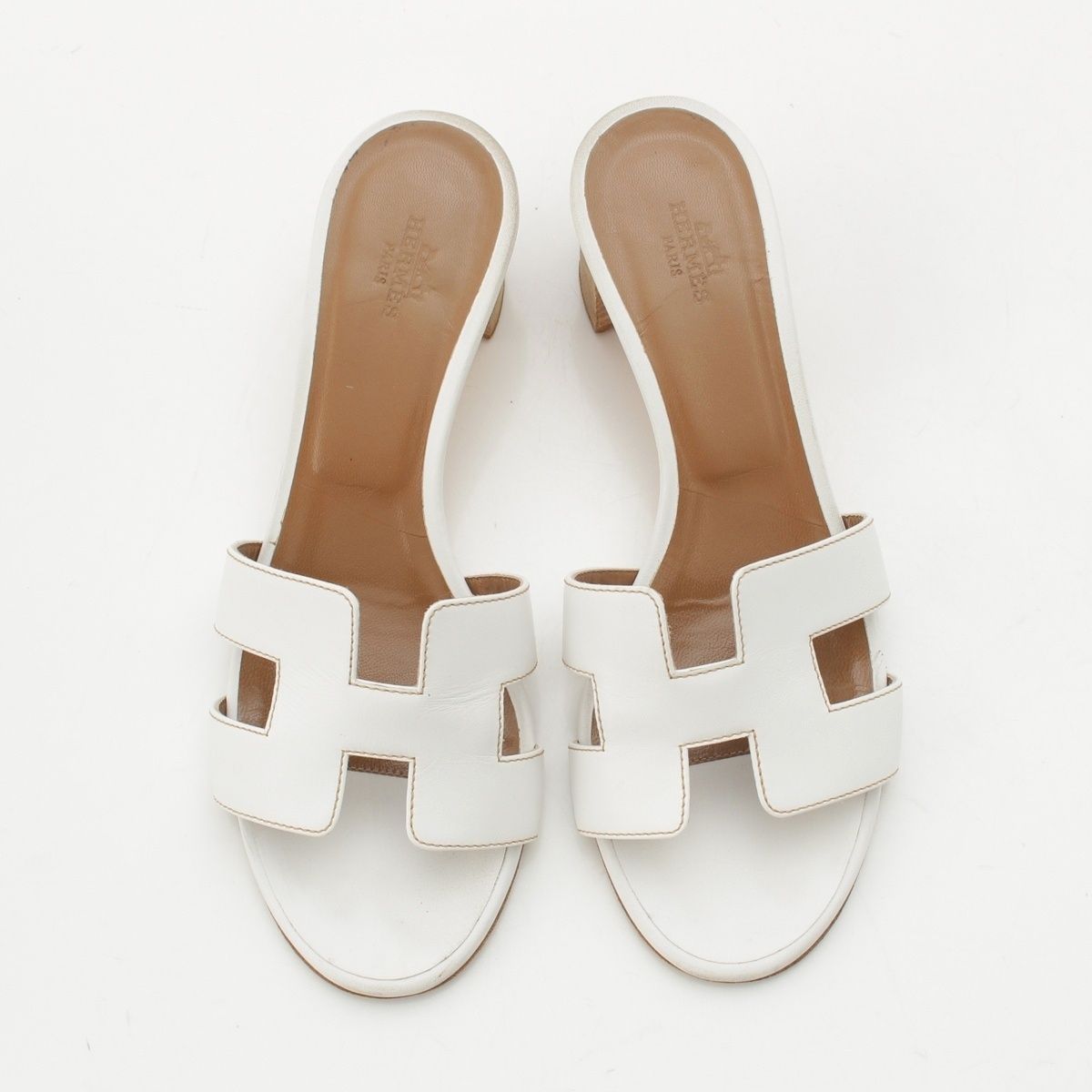 Hermes Oasis Leather Motif Sandals White — view 2