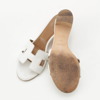 Hermes Oasis Leather Motif Sandals White — view 5