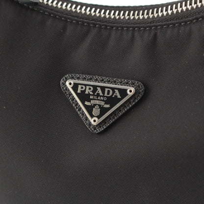 Prada Re Edition Nylon Leather Tessuto Shoulder Bag Black — view 8