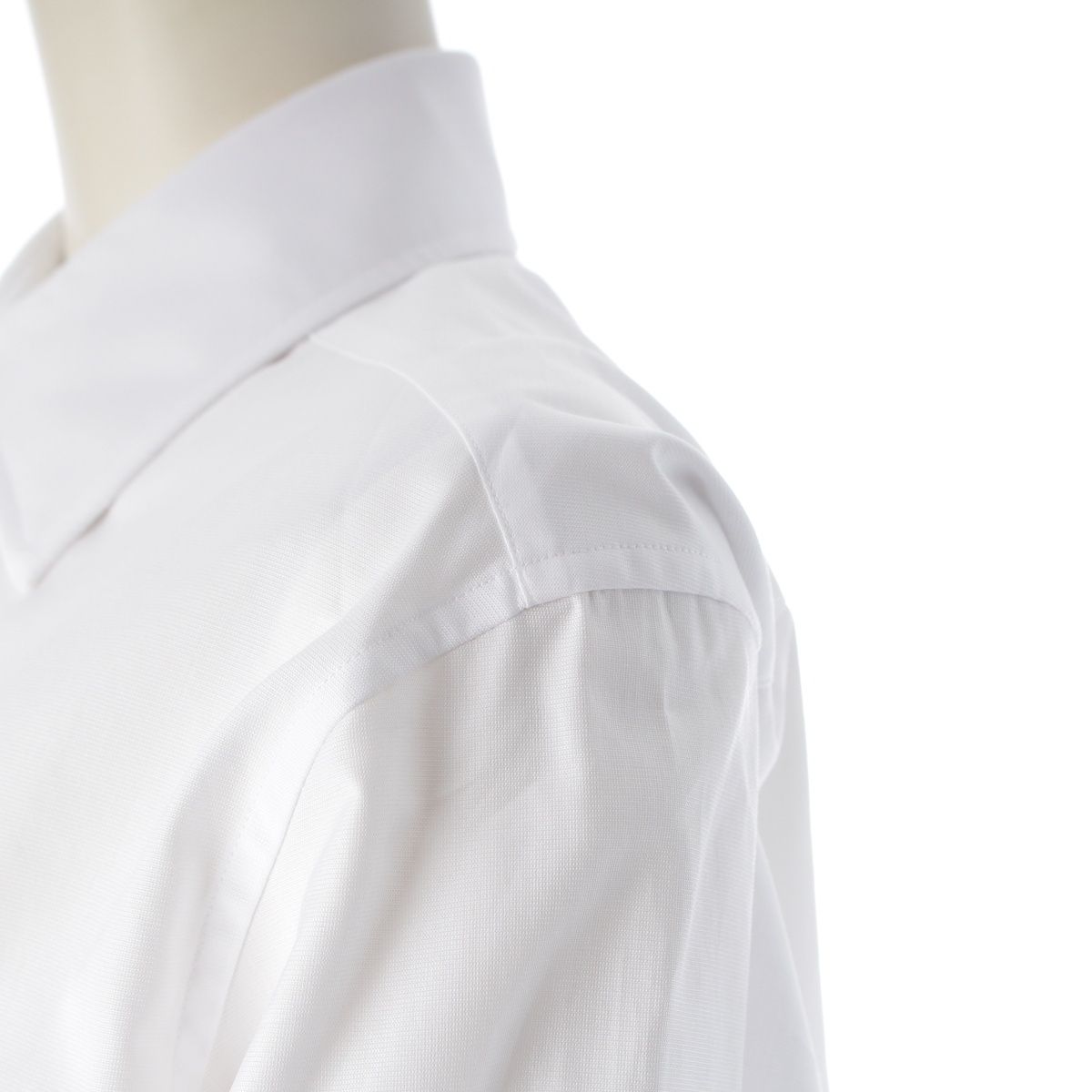 Chanel Charvet Cotton Poplin Long Sleeve Chain Pearl Cropped Shirt Blouse White — view 6