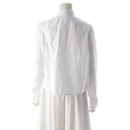 Chanel Charvet Cotton Poplin Long Sleeve Chain Pearl Cropped Shirt Blouse White — view 4