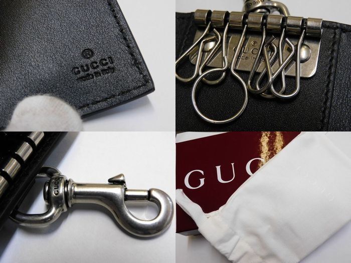 Gucci GG Emblem Leather Key Case Black Key Holder — view 4