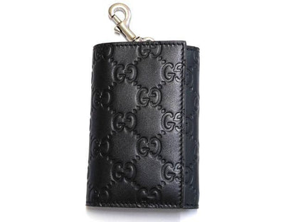 Gucci GG Emblem Leather Key Case Black Key Holder