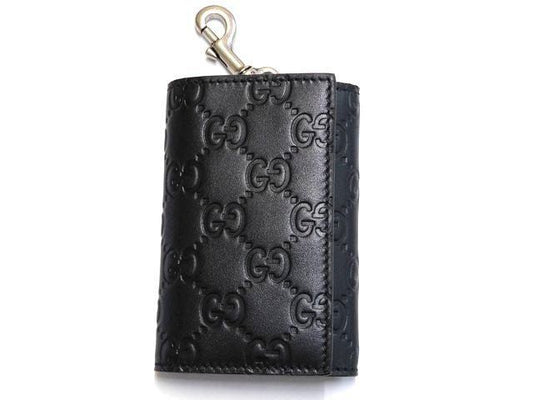 Gucci GG Emblem Leather Key Case Black Key Holder