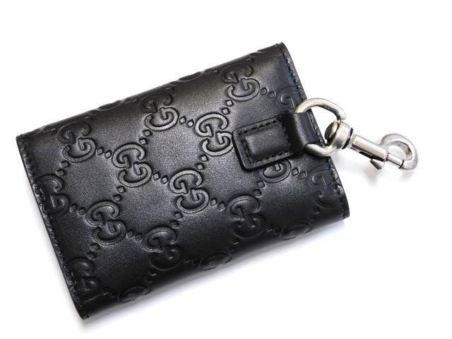 Gucci GG Emblem Leather Key Case Black Key Holder — view 2