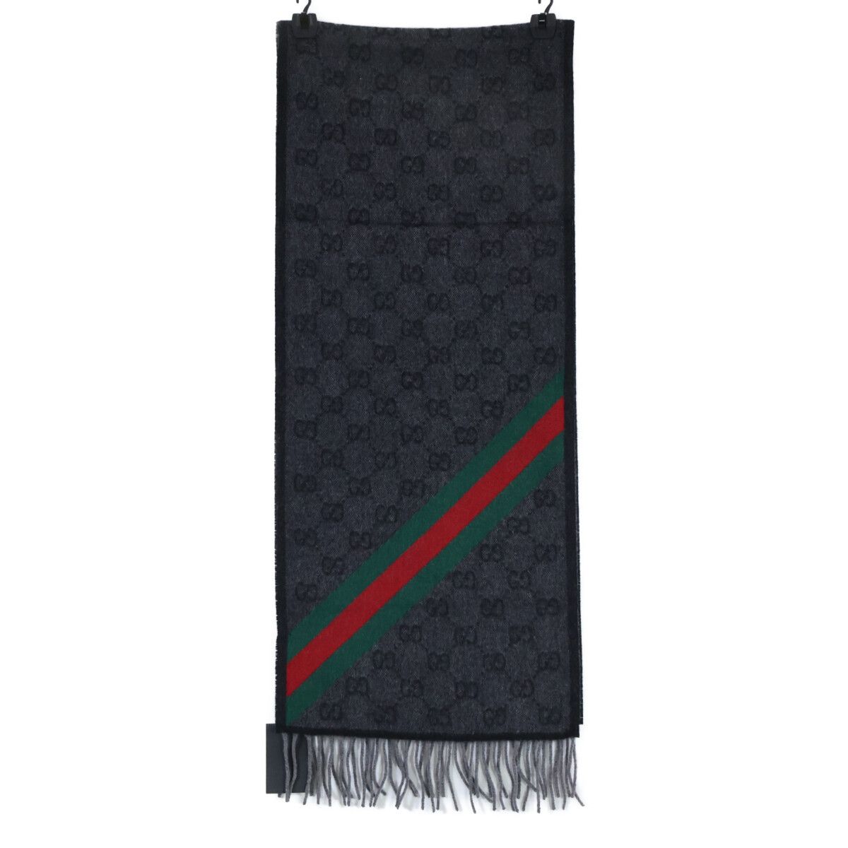 Gucci GG Pattern Sherry Line Wool Fringe Scarf — view 2