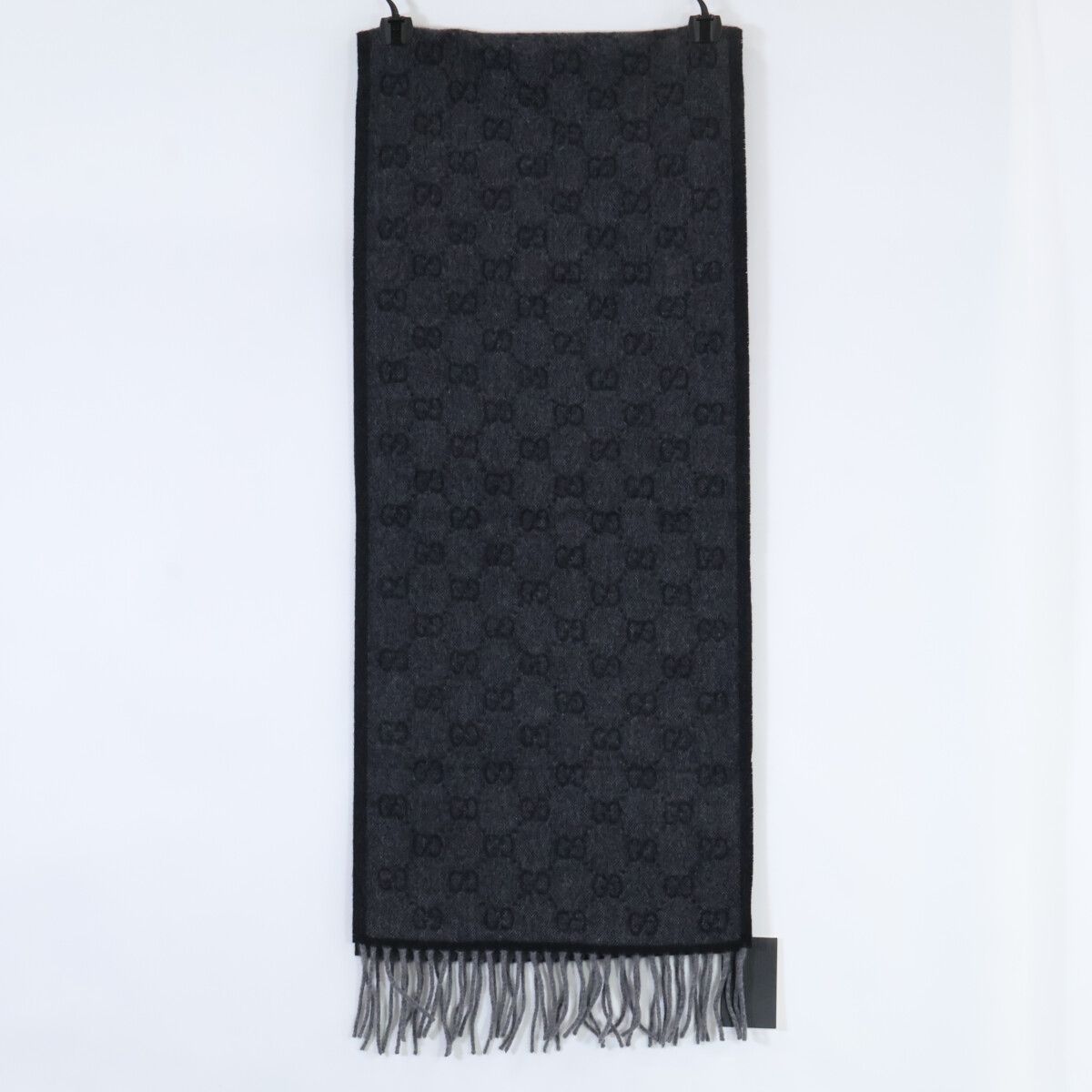 Gucci GG Pattern Sherry Line Wool Fringe Scarf — view 3