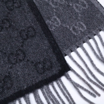 Gucci GG Pattern Sherry Line Wool Fringe Scarf — view 9
