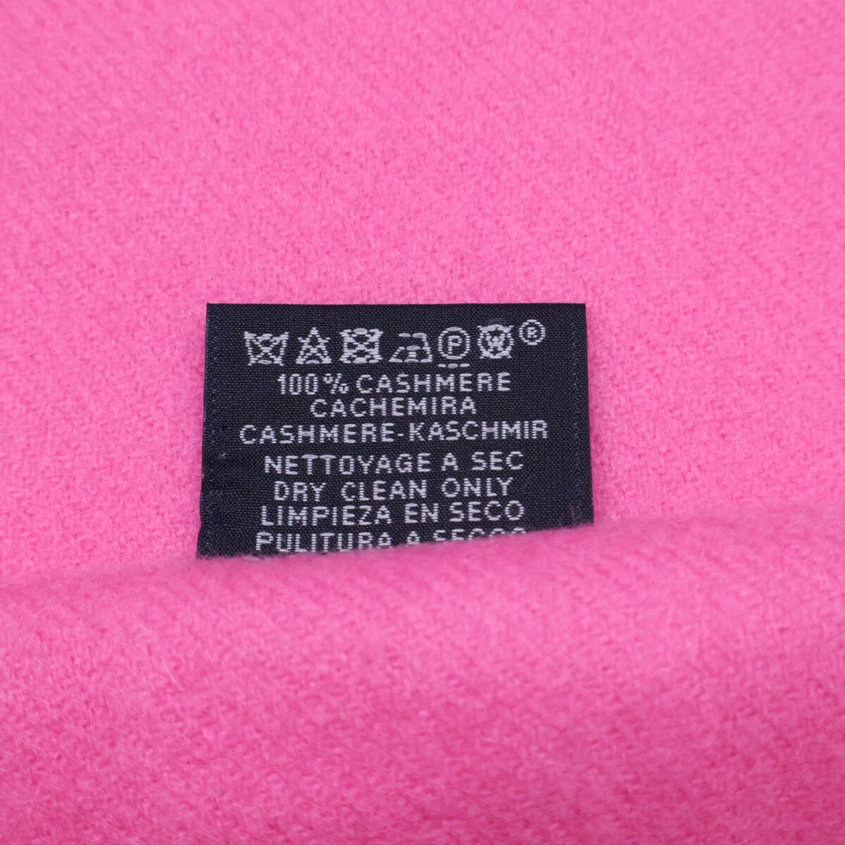 Hermes Logo Embroidery Cashmere Fringe Scarf — view 6
