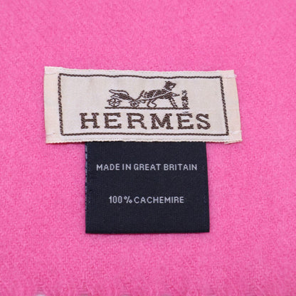 Hermes Logo Embroidery Cashmere Fringe Scarf — view 5