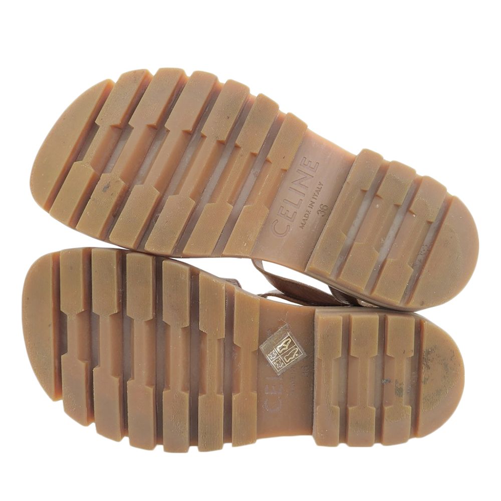 Celine Leather Trio Gladiator Sandals Shoes Brown — view 2