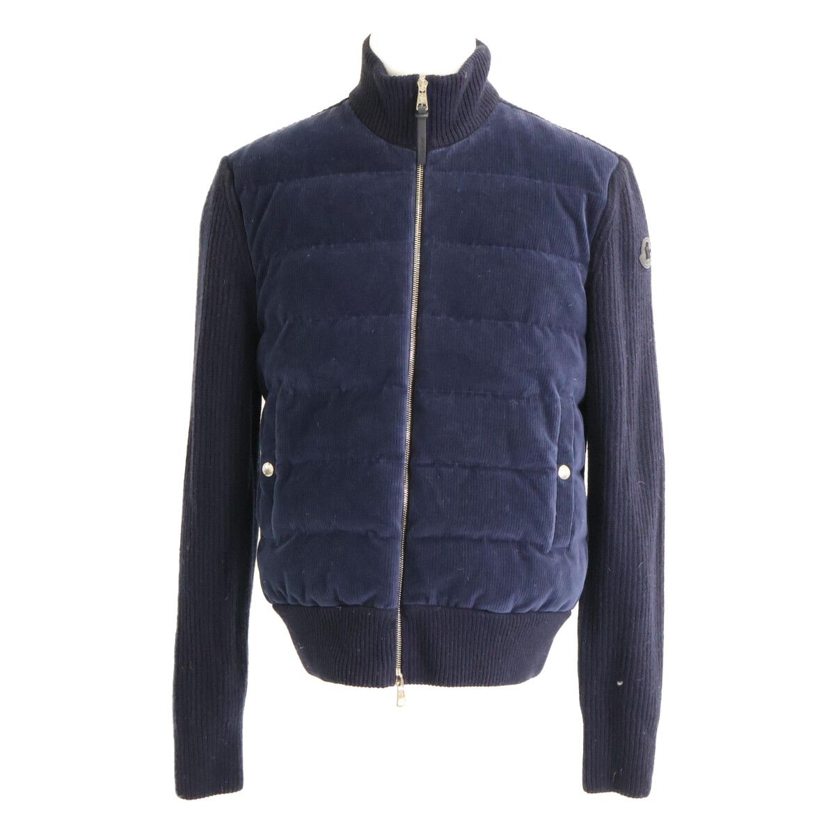 Moncler Tricot Cardigan Knit Contrast Corduroy Down Jacket