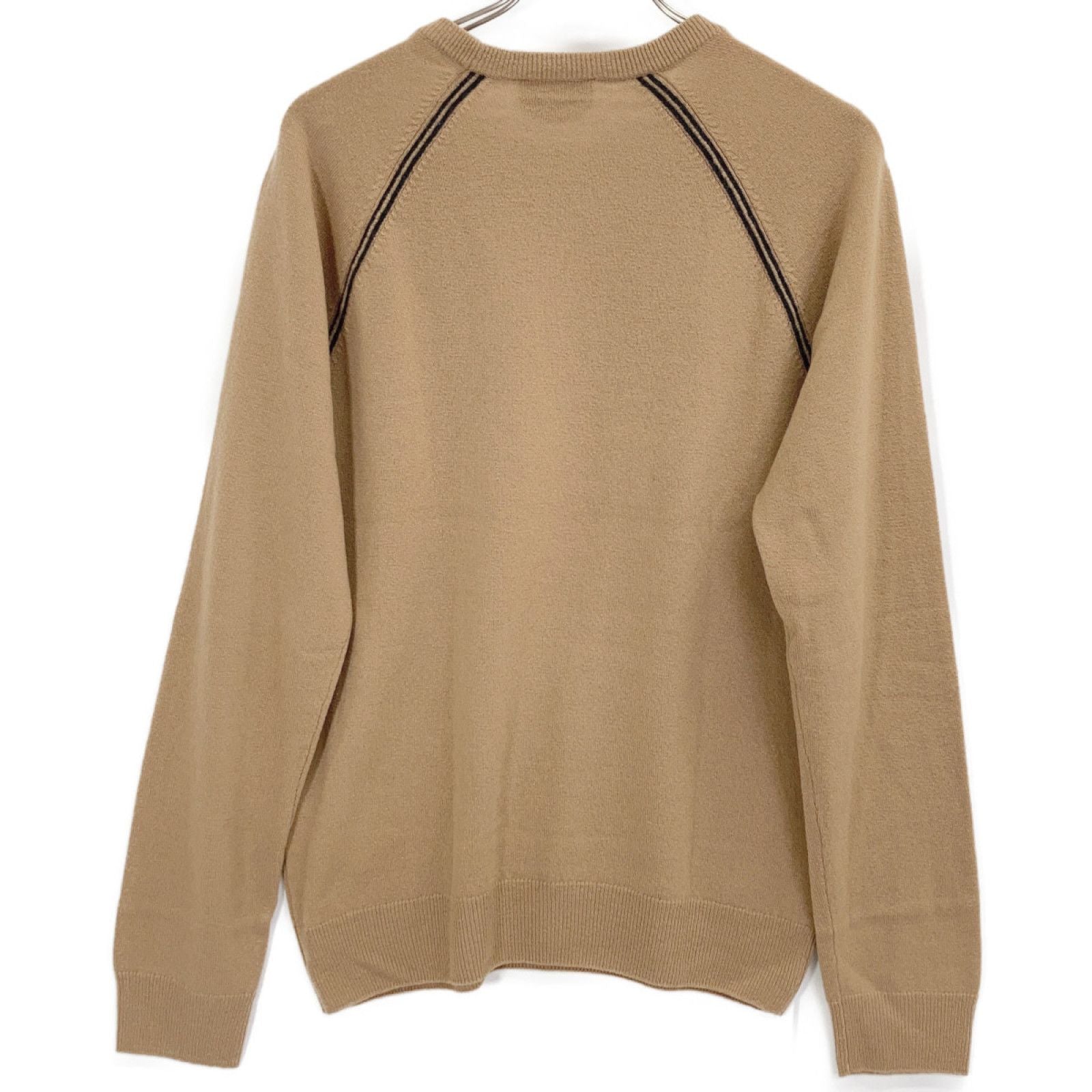 Hermes Beige Virgin Wool Cashmere Crew Neck Long Sleeve Braglan Knit Pullover — view 2