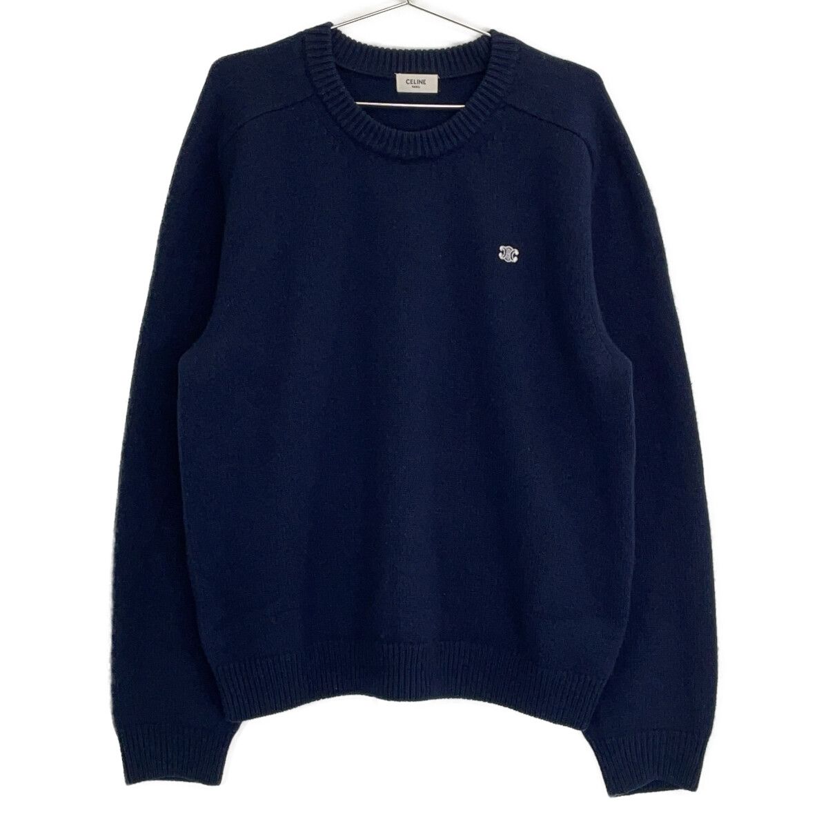 Celine Gray Wool Cashmere Trio Crew Neck Sweater XL