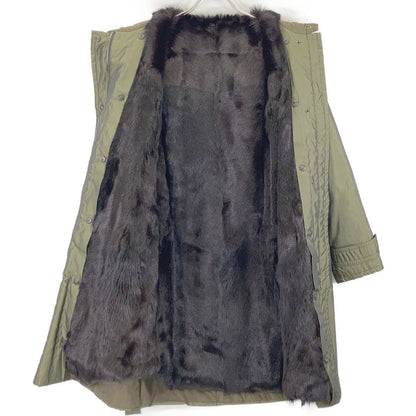 Max Mara Rainwear Khaki Hooded Coat 42 with Fur Liner — view 3