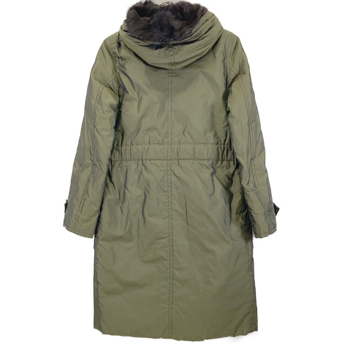 Max Mara Rainwear Khaki Hooded Coat 42 with Fur Liner — view 2