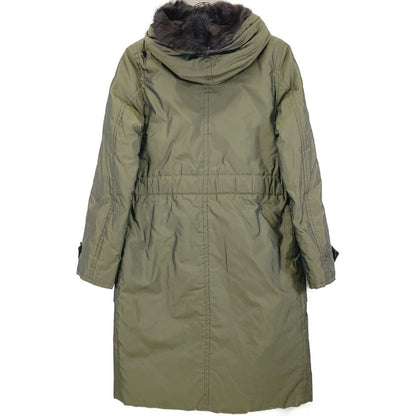 Max Mara Rainwear Khaki Hooded Coat 42 with Fur Liner — view 2