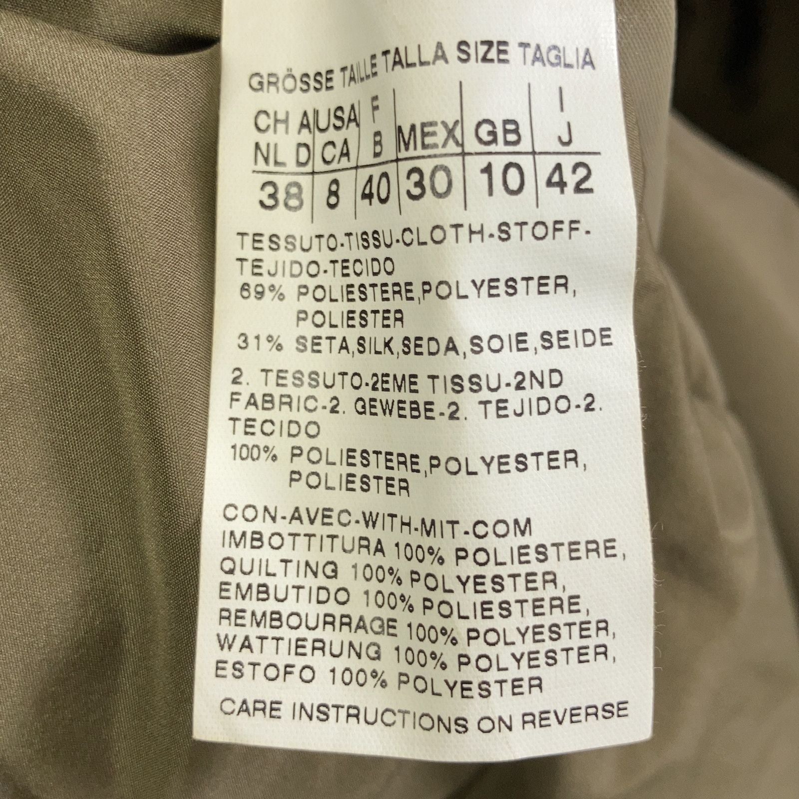 Max Mara Rainwear Khaki Hooded Coat 42 with Fur Liner — view 5
