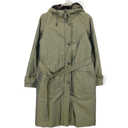 Max Mara Rainwear Khaki Hooded Coat 42 with Fur Liner