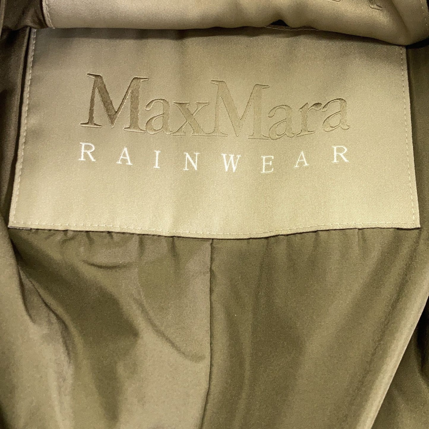 Max Mara Rainwear Khaki Hooded Coat 42 with Fur Liner — view 4