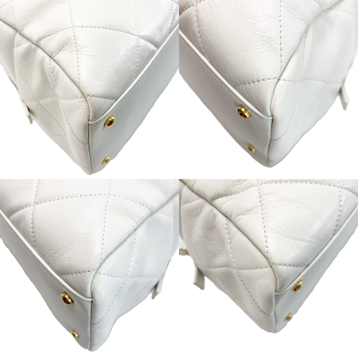 Chanel Quilted Top Handle Lambskin White 2-Way Handbag — view 9