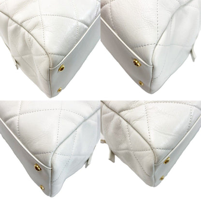Chanel Quilted Top Handle Lambskin White 2-Way Handbag — view 9