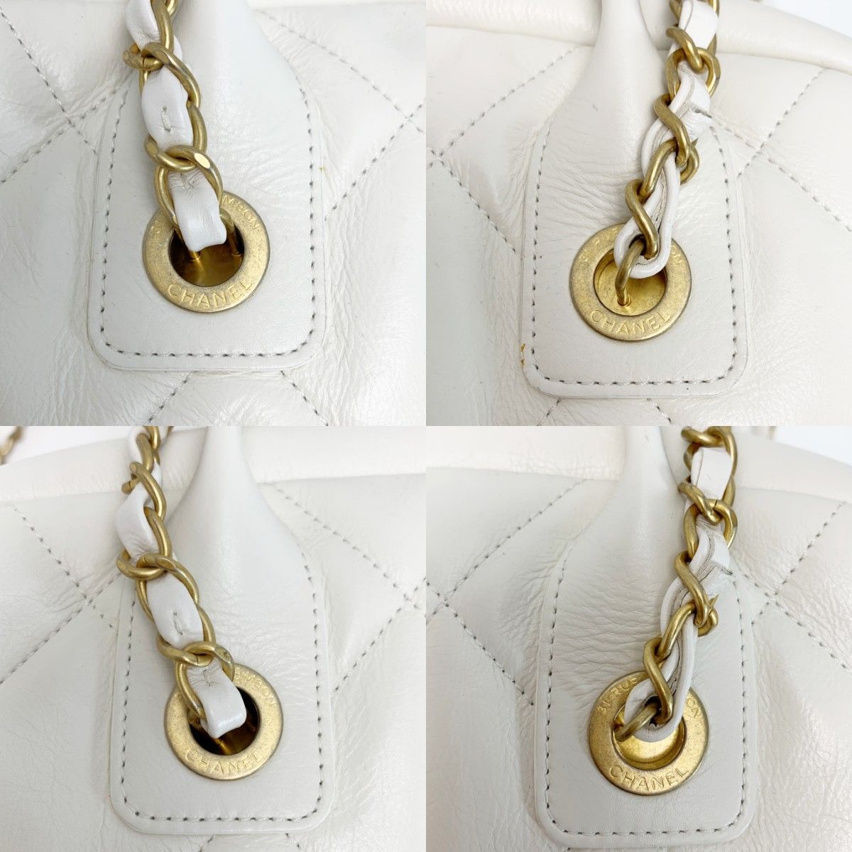Chanel Quilted Top Handle Lambskin White 2-Way Handbag — view 5