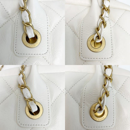 Chanel Quilted Top Handle Lambskin White 2-Way Handbag — view 5