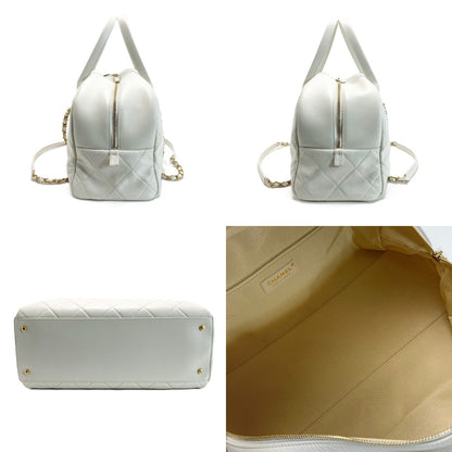 Chanel Quilted Top Handle Lambskin White 2-Way Handbag — view 3