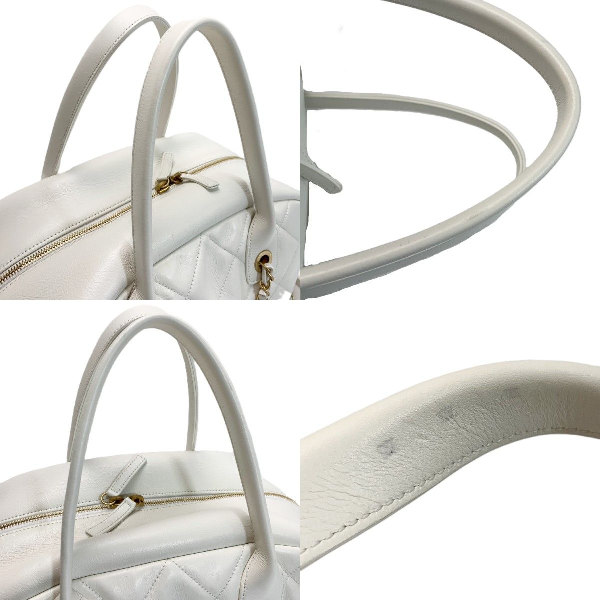 Chanel Quilted Top Handle Lambskin White 2-Way Handbag — view 4