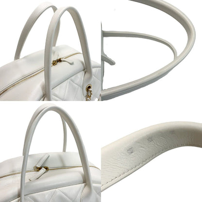 Chanel Quilted Top Handle Lambskin White 2-Way Handbag — view 4