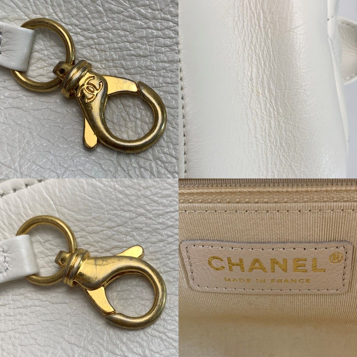 Chanel Quilted Top Handle Lambskin White 2-Way Handbag — view 7