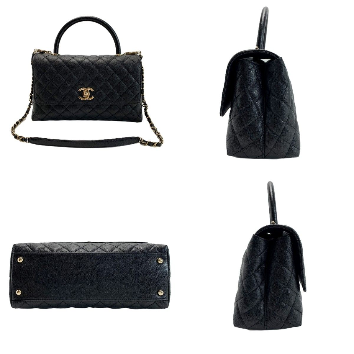 Chanel Coco Handle 29 Caviar Leather Black Chain Shoulder — view 3