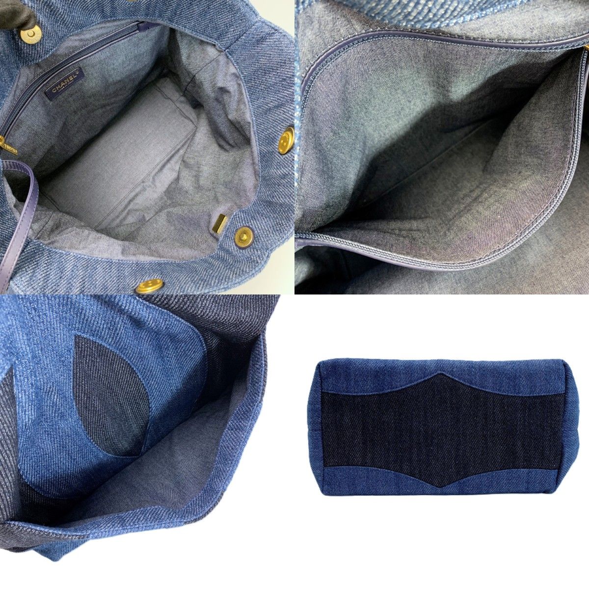 Chanel CC Logo Indigo Denim Chain Tote — view 5
