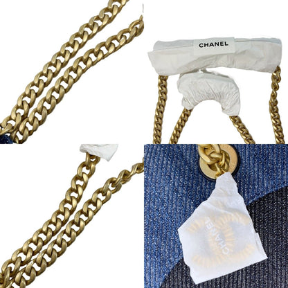 Chanel CC Logo Indigo Denim Chain Tote — view 4