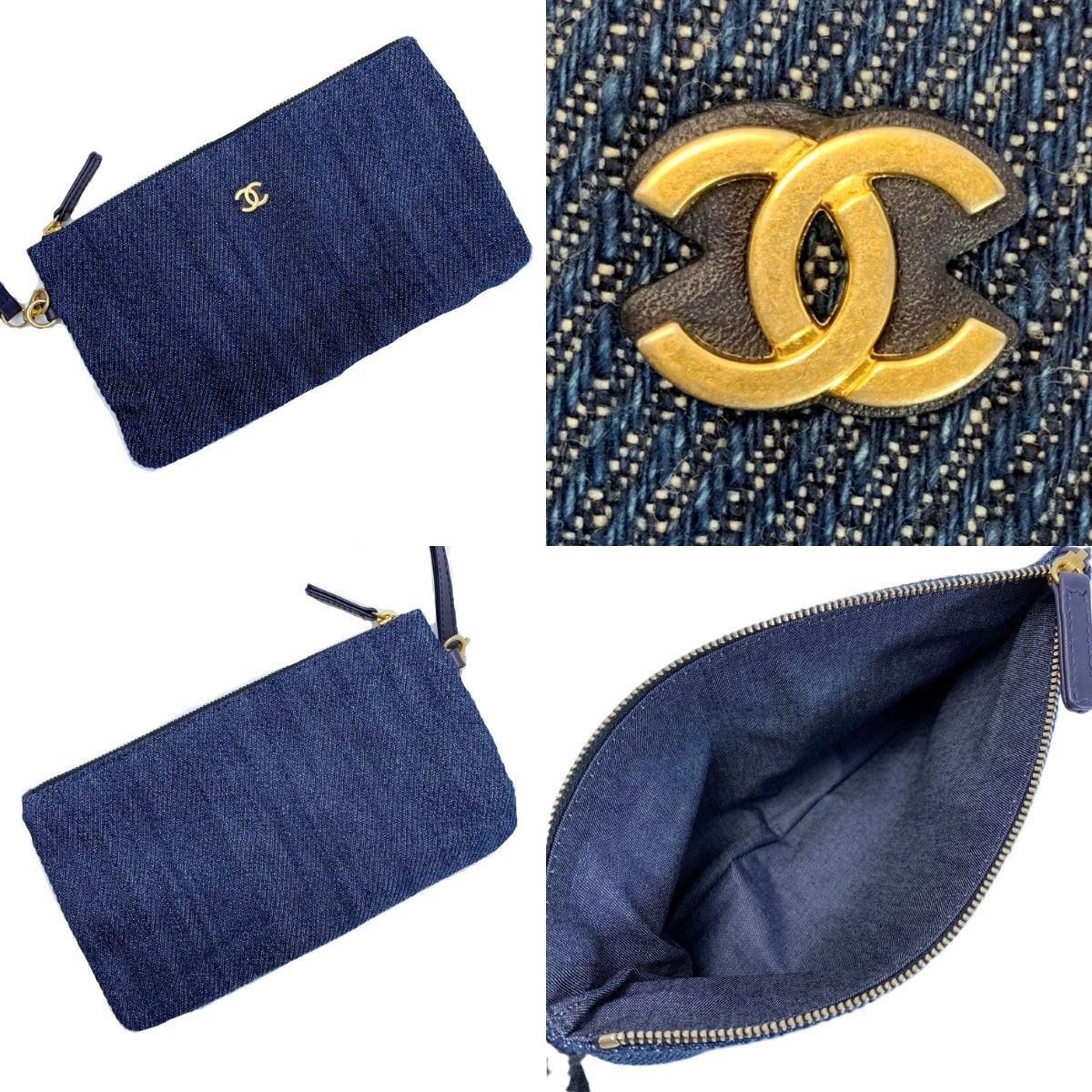 Chanel CC Logo Indigo Denim Chain Tote — view 6