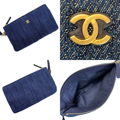 Chanel CC Logo Indigo Denim Chain Tote — view 6