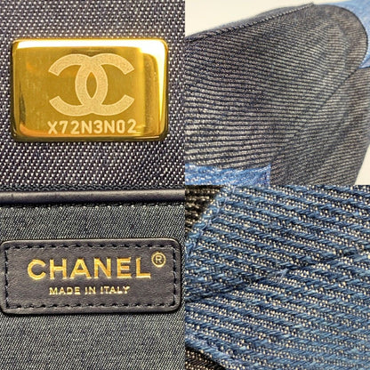 Chanel CC Logo Indigo Denim Chain Tote — view 7