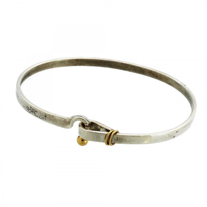 Tiffany & Co Bangle Hook Eye 18k Yellow Gold 925 Sterling Silver Bracelet