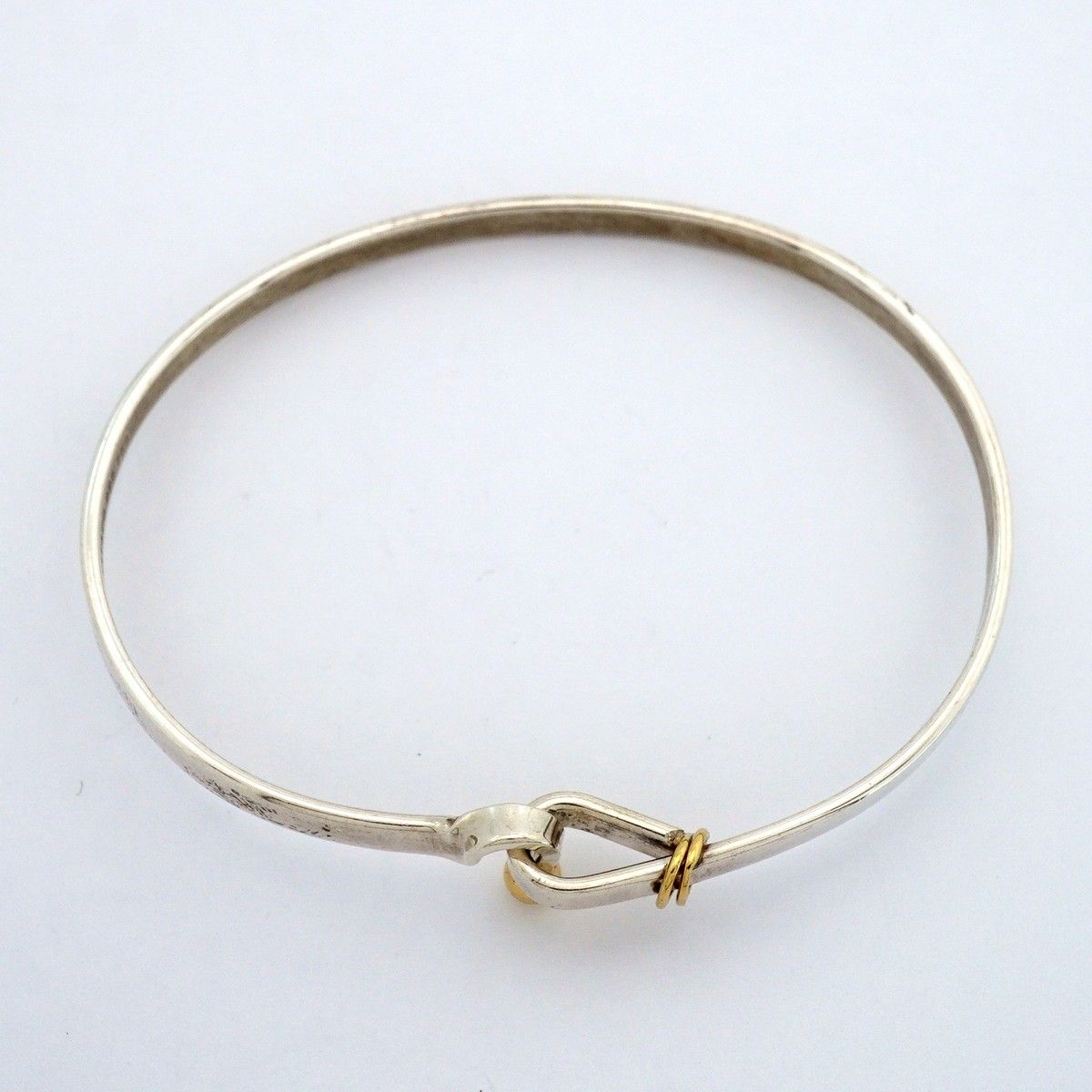 Tiffany & Co Bangle Hook Eye 18k Yellow Gold 925 Sterling Silver Bracelet — view 3